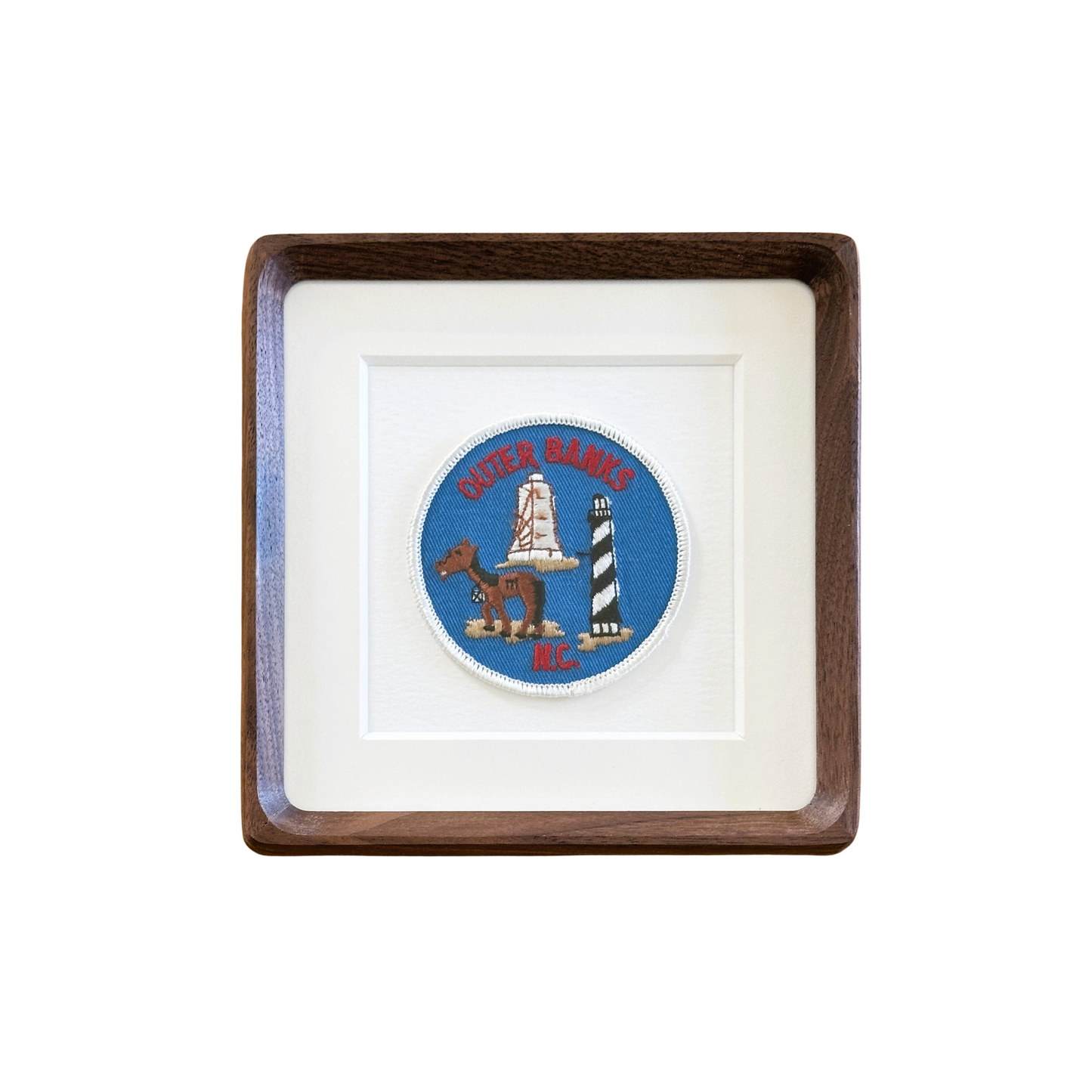 North Carolina Outer Banks Wild Horses Lighthouse Framed Vintage Travel Patch