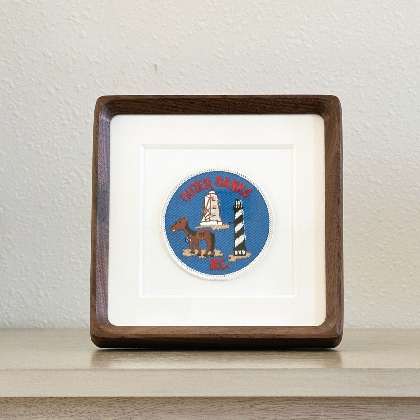 North Carolina Outer Banks Wild Horses Lighthouse Framed Vintage Travel Patch