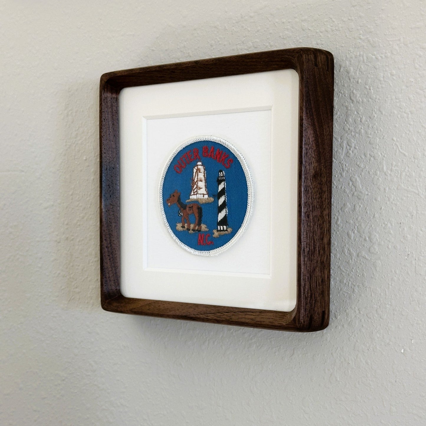 North Carolina Outer Banks Wild Horses Lighthouse Framed Vintage Travel Patch