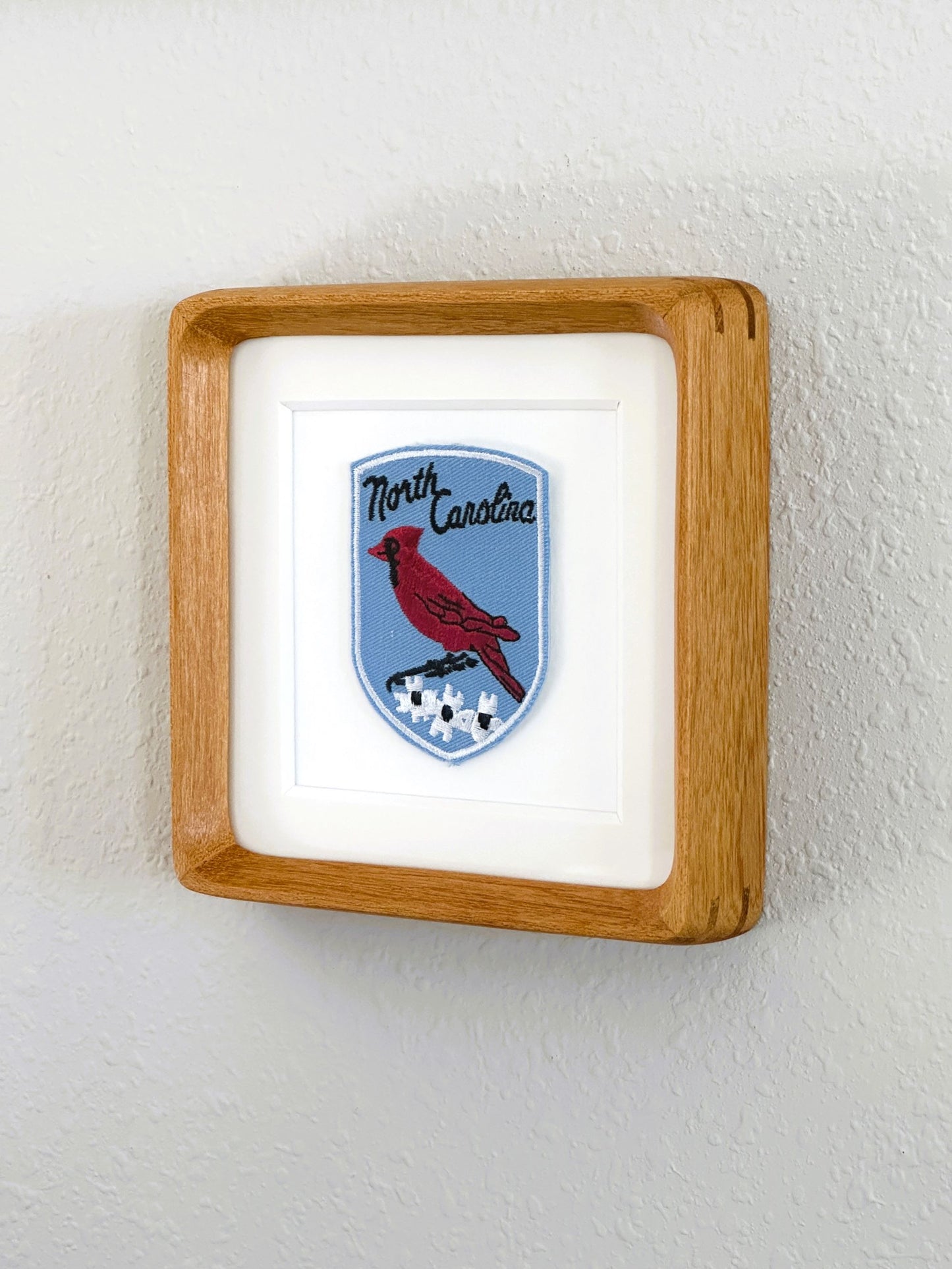 North Carolina Vintage Framed Travel Patch, State Bird and Flower