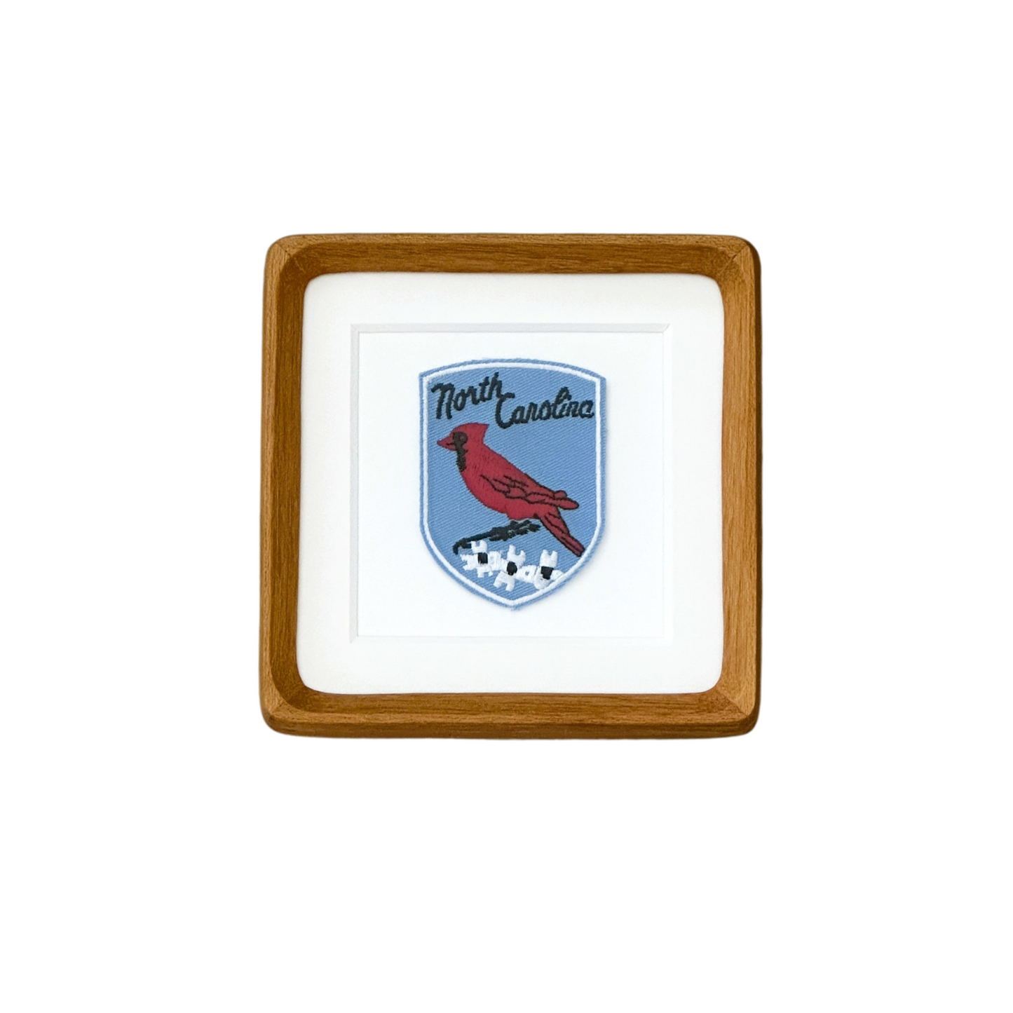 North Carolina Vintage Framed Travel Patch, State Bird and Flower