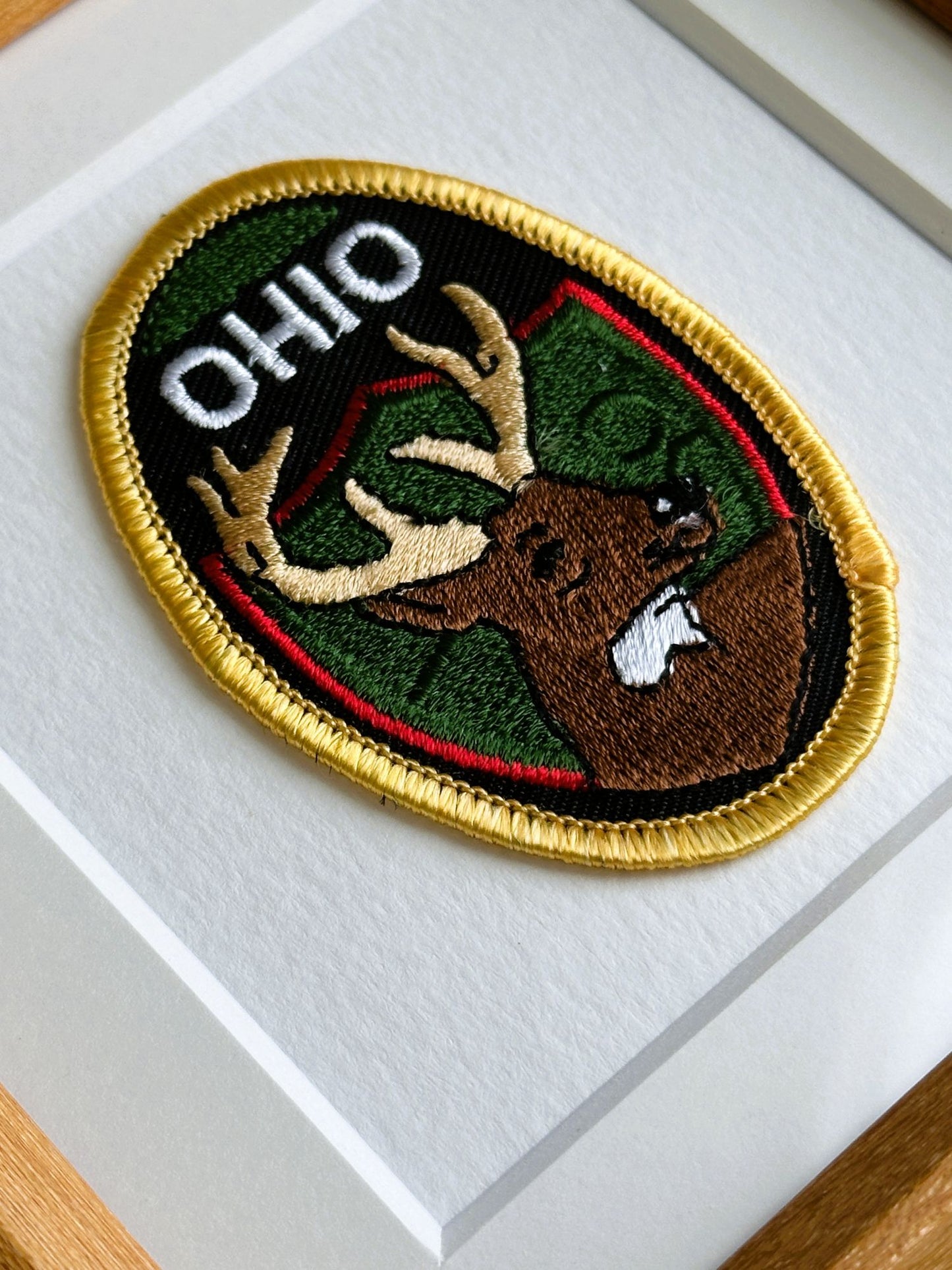 Ohio Buck Vintage Patch Wood Framed