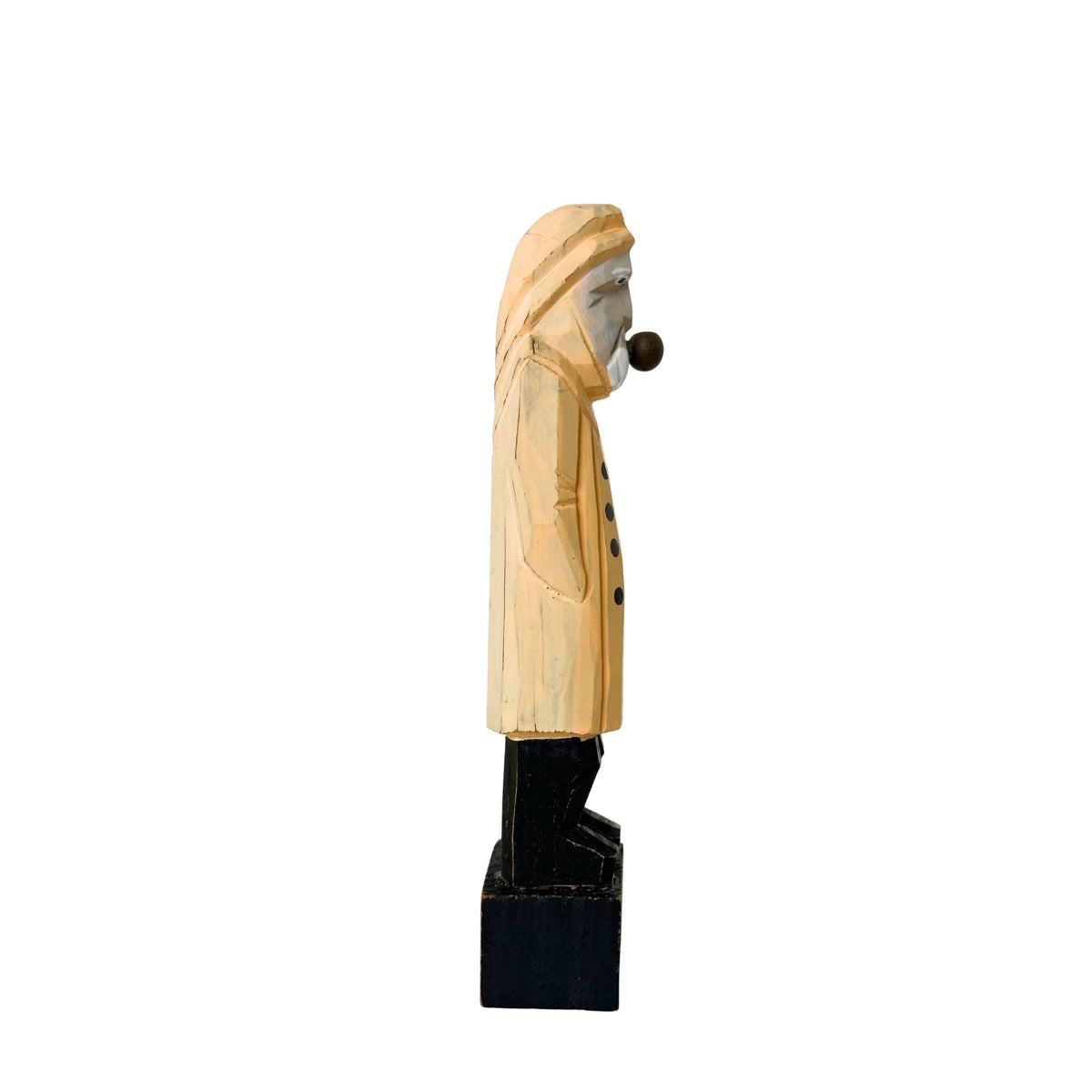 American Old Salt Vintage Fisherman Yellow Jacket White Beard Black Boots and Pipe Carved Wood 6 Inches