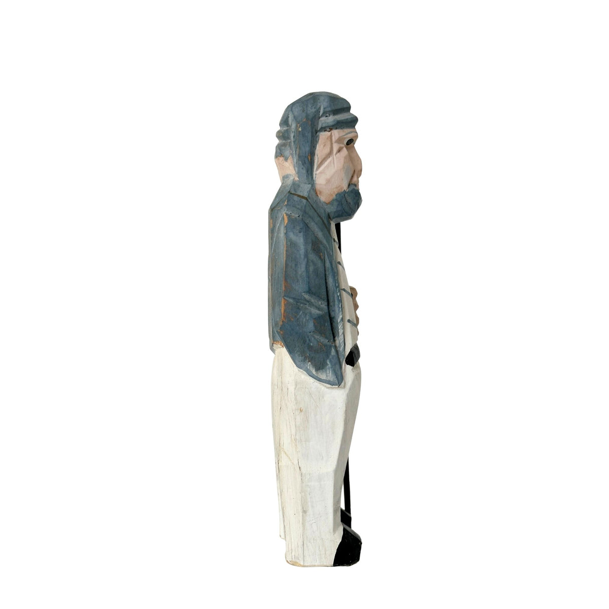 American Old Salt Vintage Sailor in Blue Striped Shirt White Pants Carved Wood 5.25 Inches