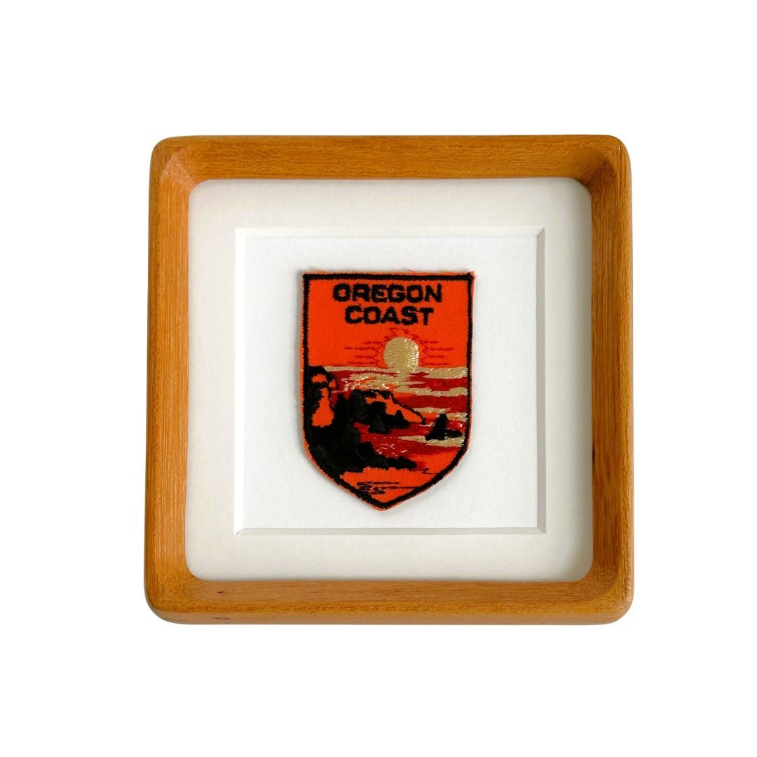 Oregon Coast Vintage Patch Wood Framed