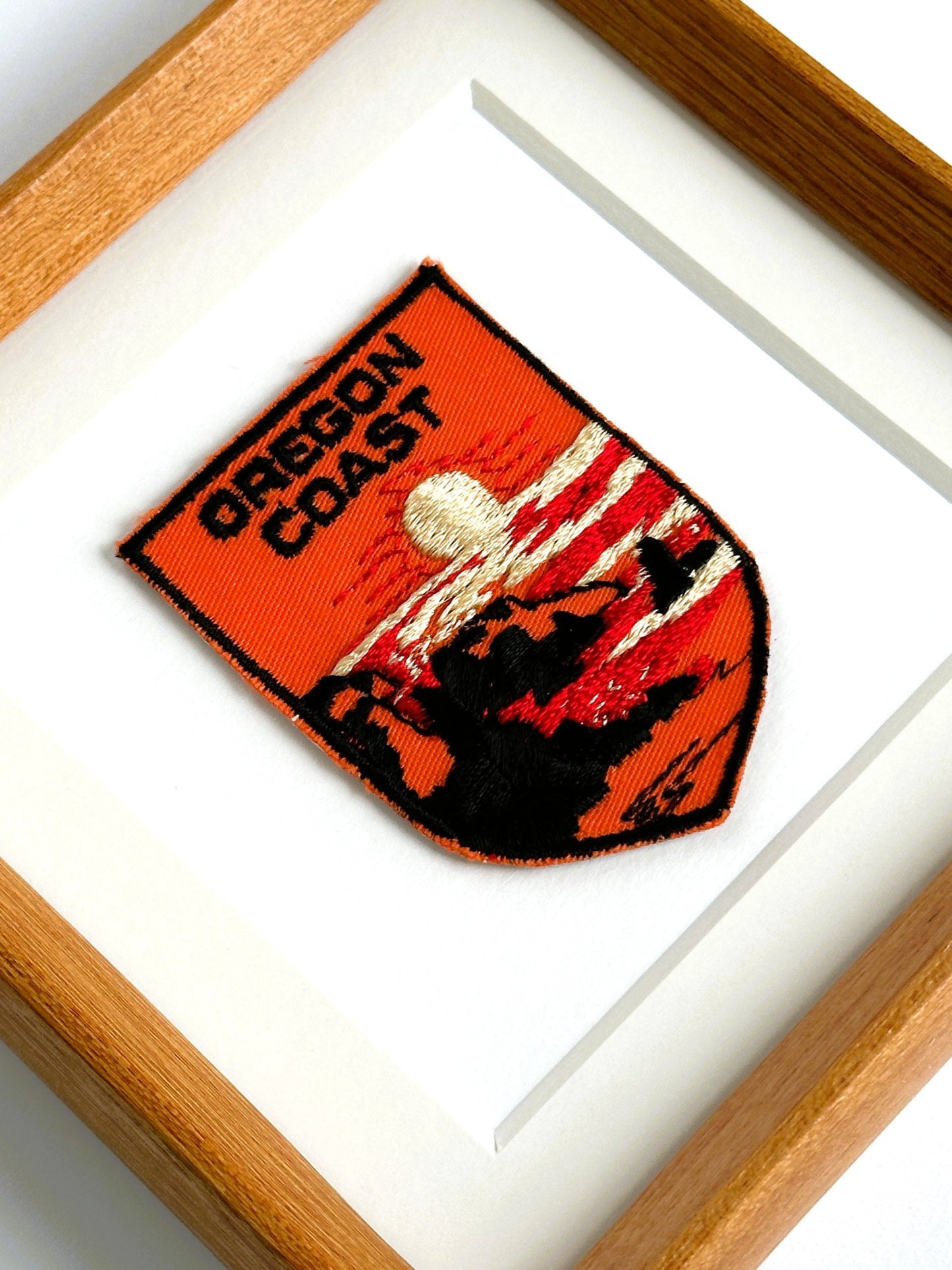 Oregon Coast Vintage Patch Wood Framed