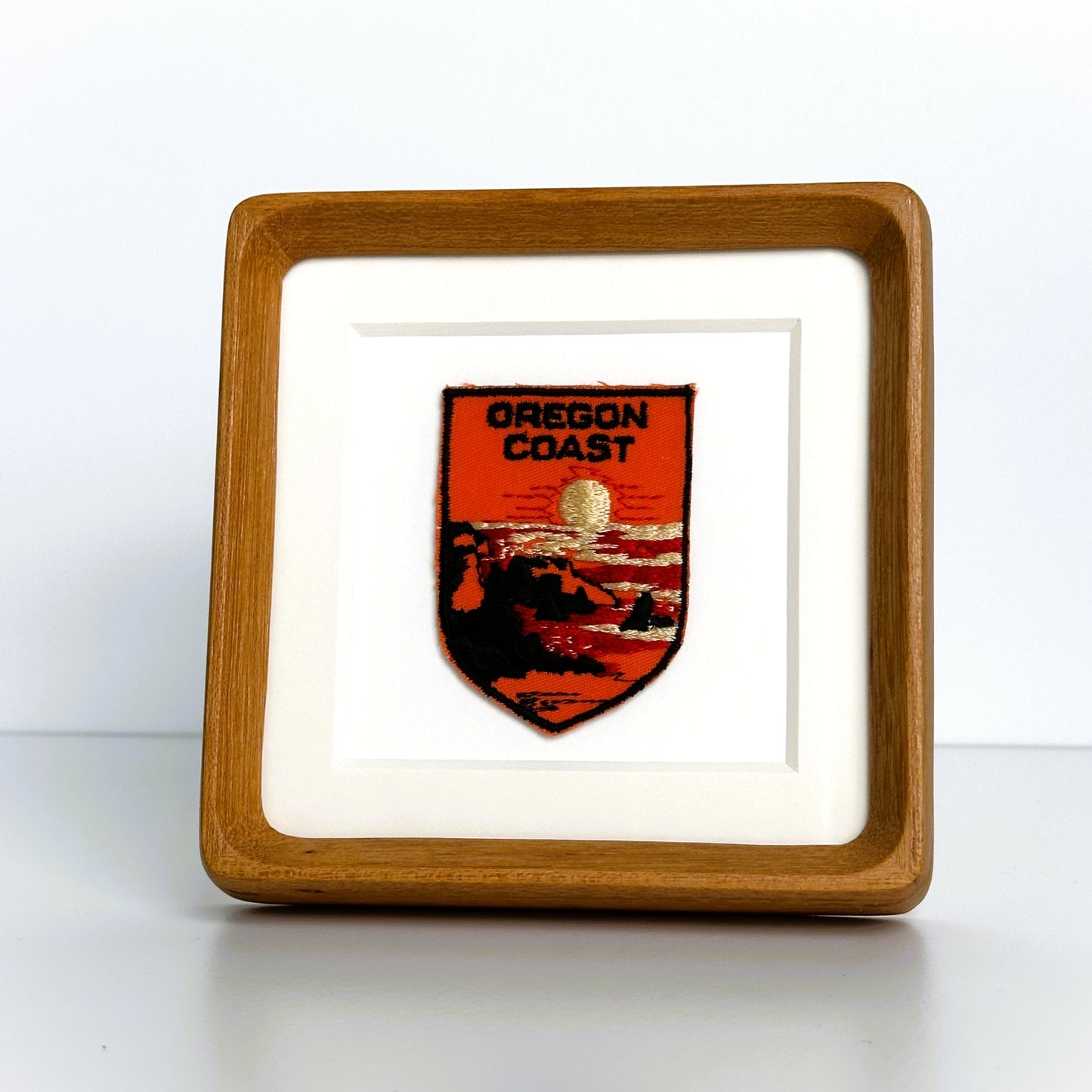 Oregon Coast Vintage Patch Wood Framed