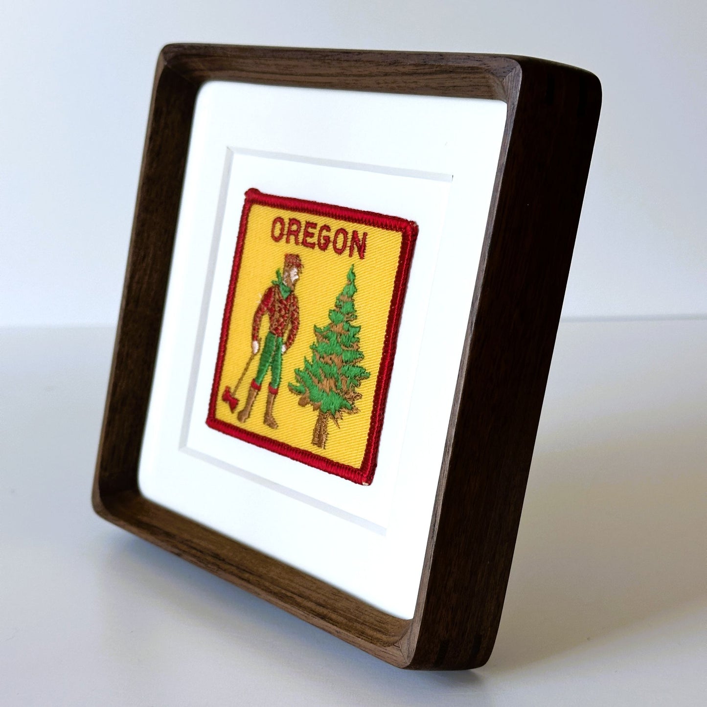 Oregon Pine Tree Man Vintage Framed Travel Patch
