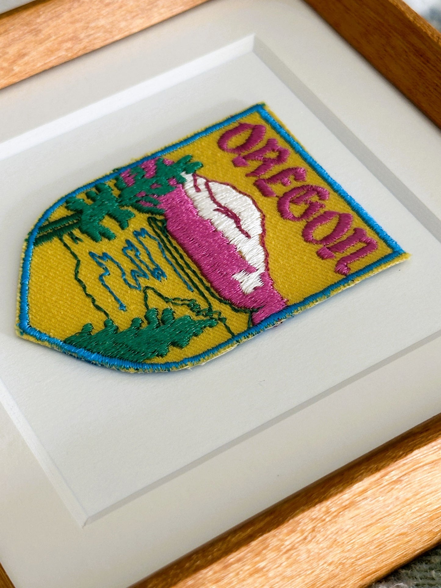 Oregon Mountains Vintage Framed Travel Patch