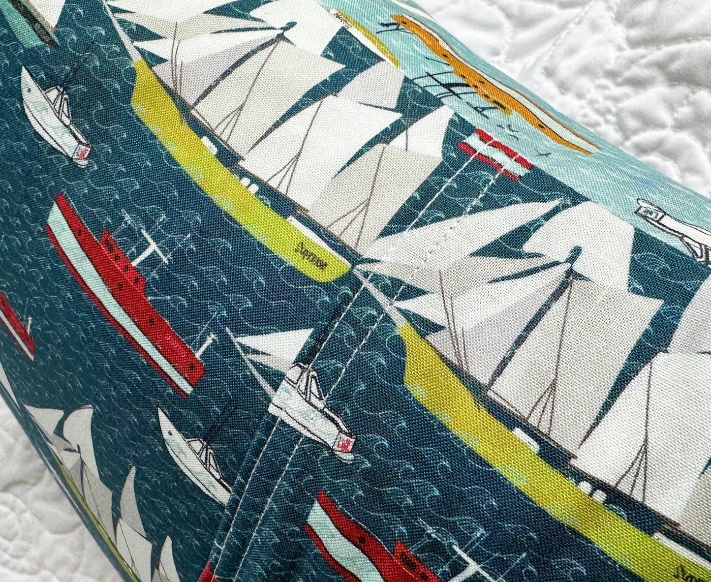 Oregon Seaside Vintage Pennant on New Woven Sailboat Fabric Throw Pillow