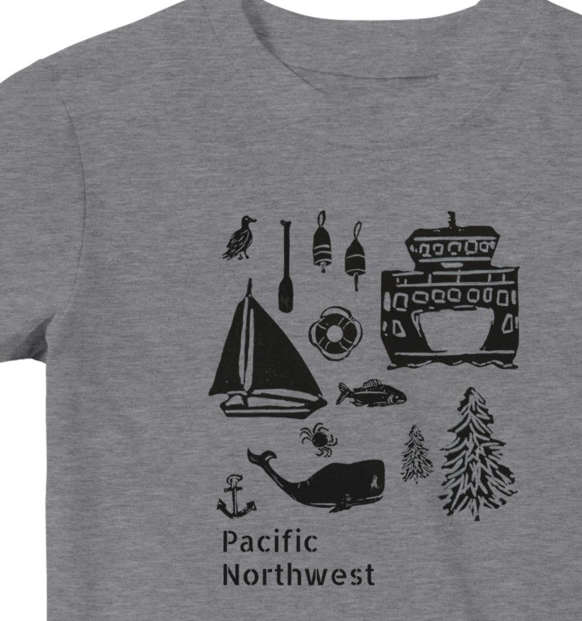 Pacific Northwest Ferry Boat Infant and Toddler Unisex T-Shirt, Gray