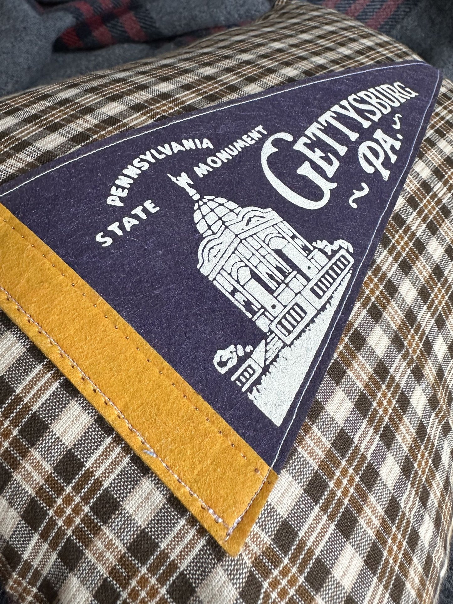 Pennsylvania Gettysburg Vintage Pennant on New Woven Throw Pillow