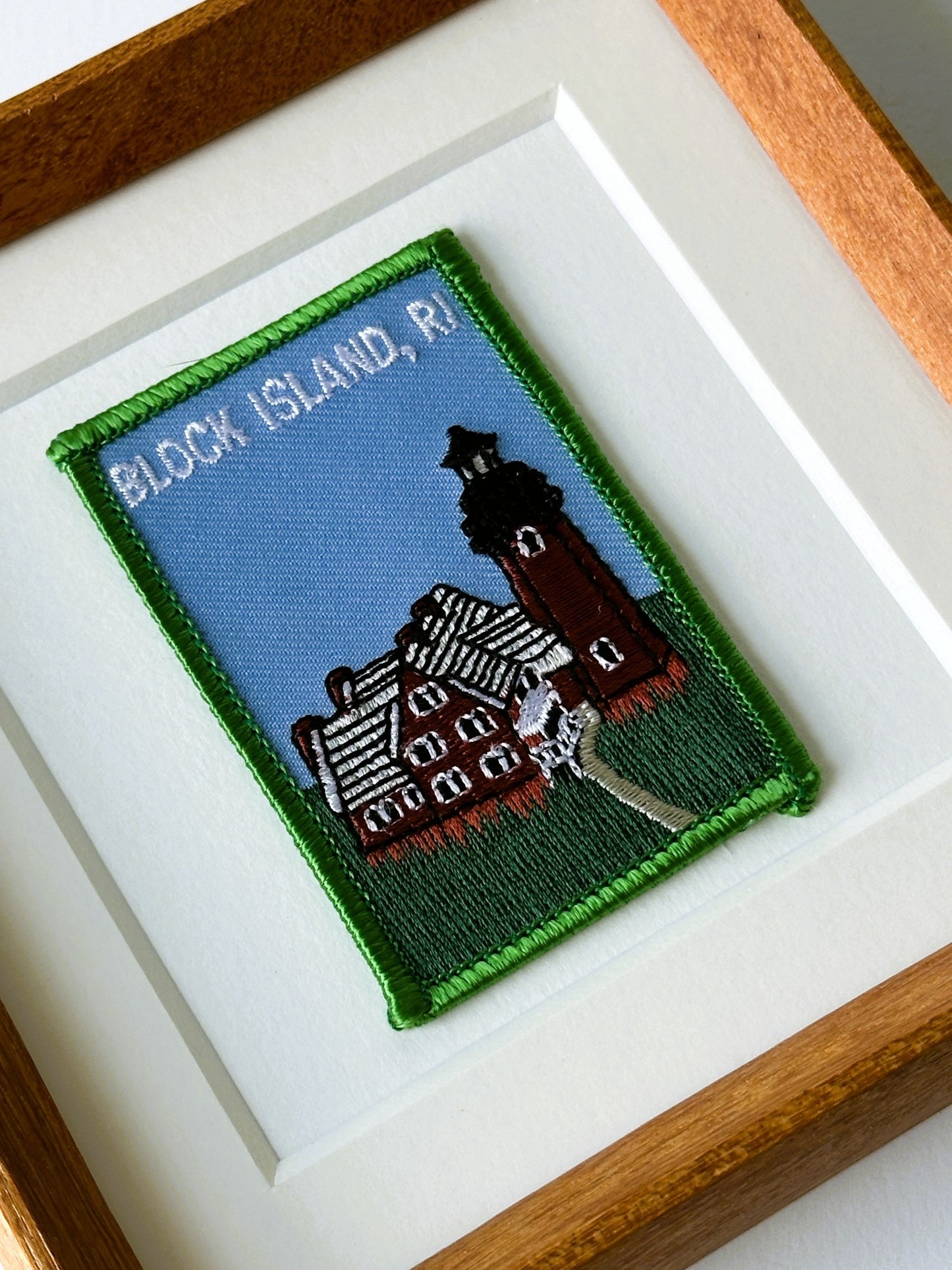 Rhode Island Block Island Lighthouse Framed Vintage Travel Patch