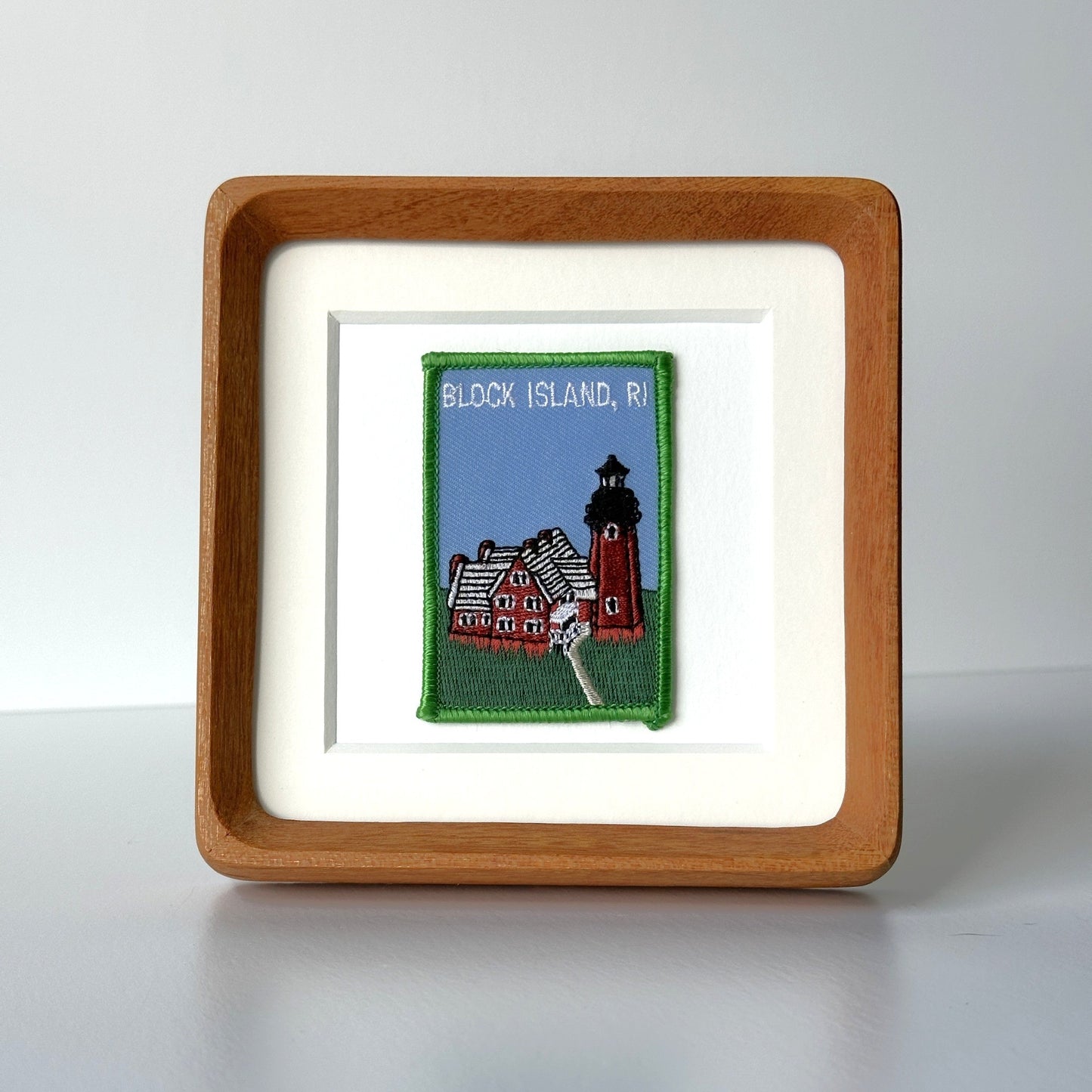 Rhode Island Block Island Lighthouse Framed Vintage Travel Patch
