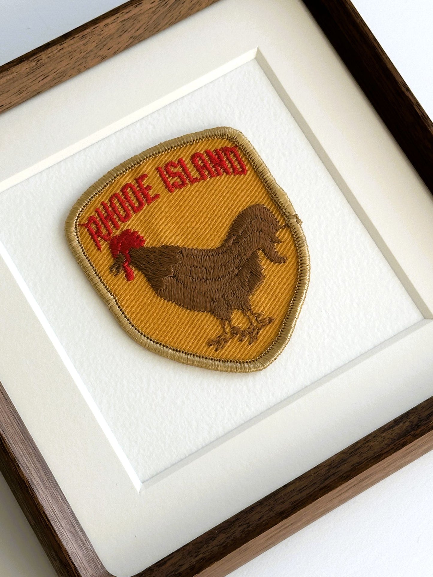 Rhode Island Rooster Framed Vintage Travel Patch