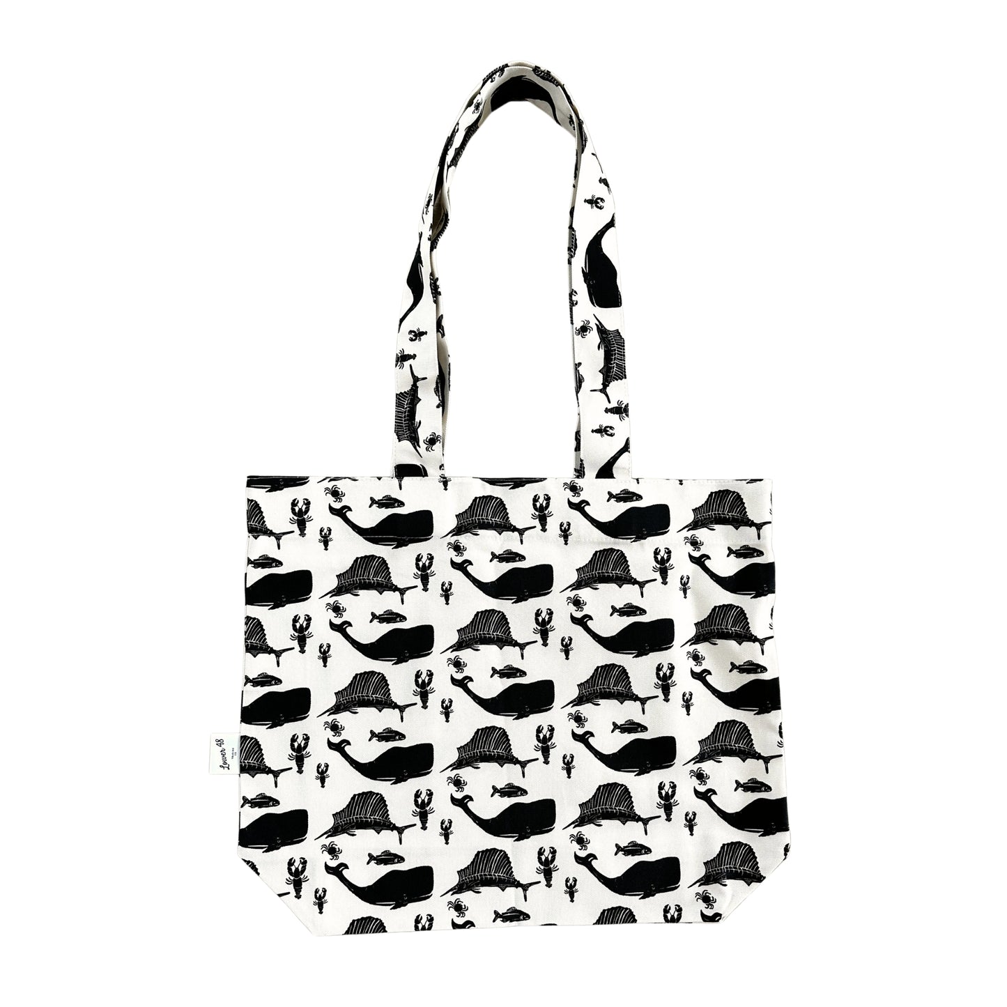 Sea Life Block Print Large Tote Bag