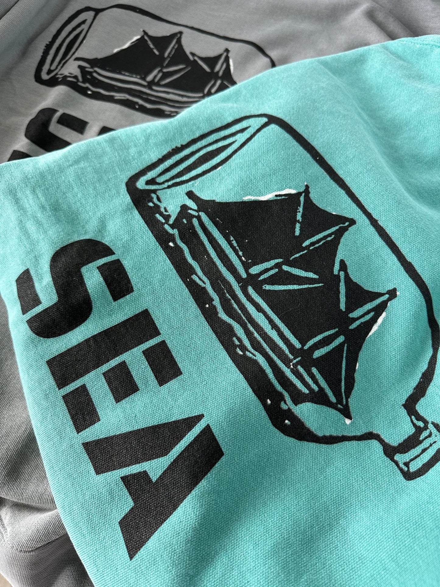 American Nautical Souvenir Ship in a Bottle SEA Adult Unisex Sweatshirt in Gray