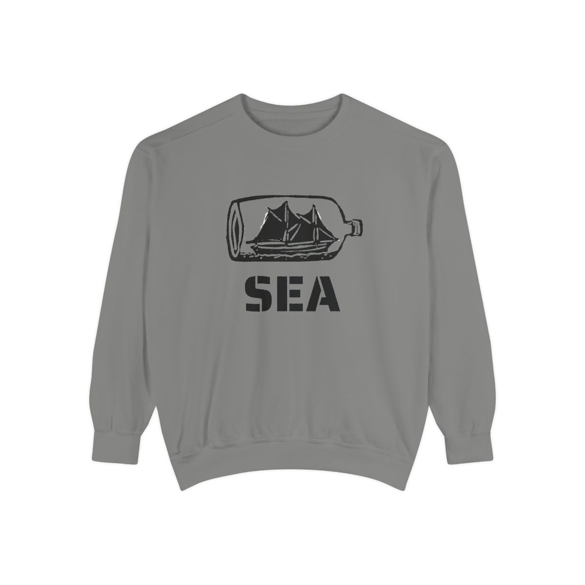 American Nautical Souvenir Ship in a Bottle SEA Adult Unisex Sweatshirt in Gray