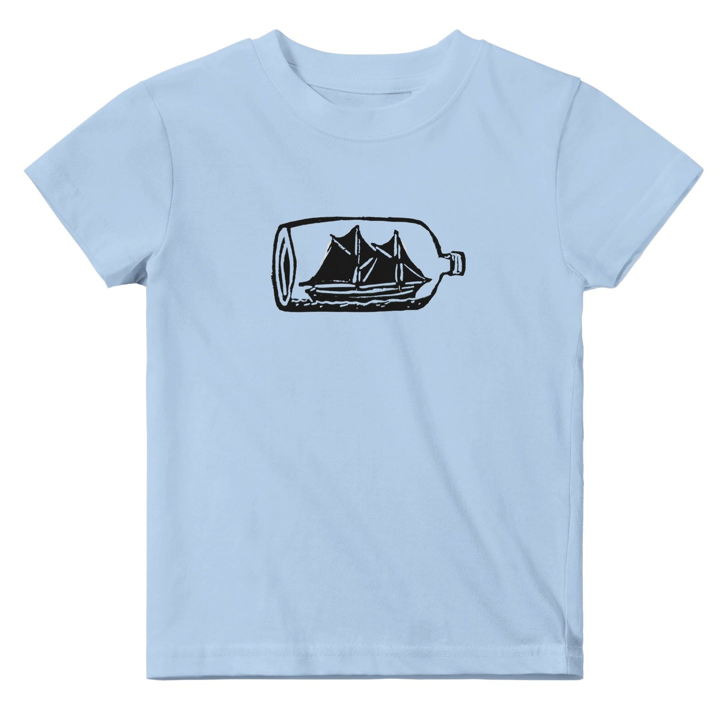 American Nautical Ship in a Bottle Infant and Toddler Unisex T-Shirt, pale blue