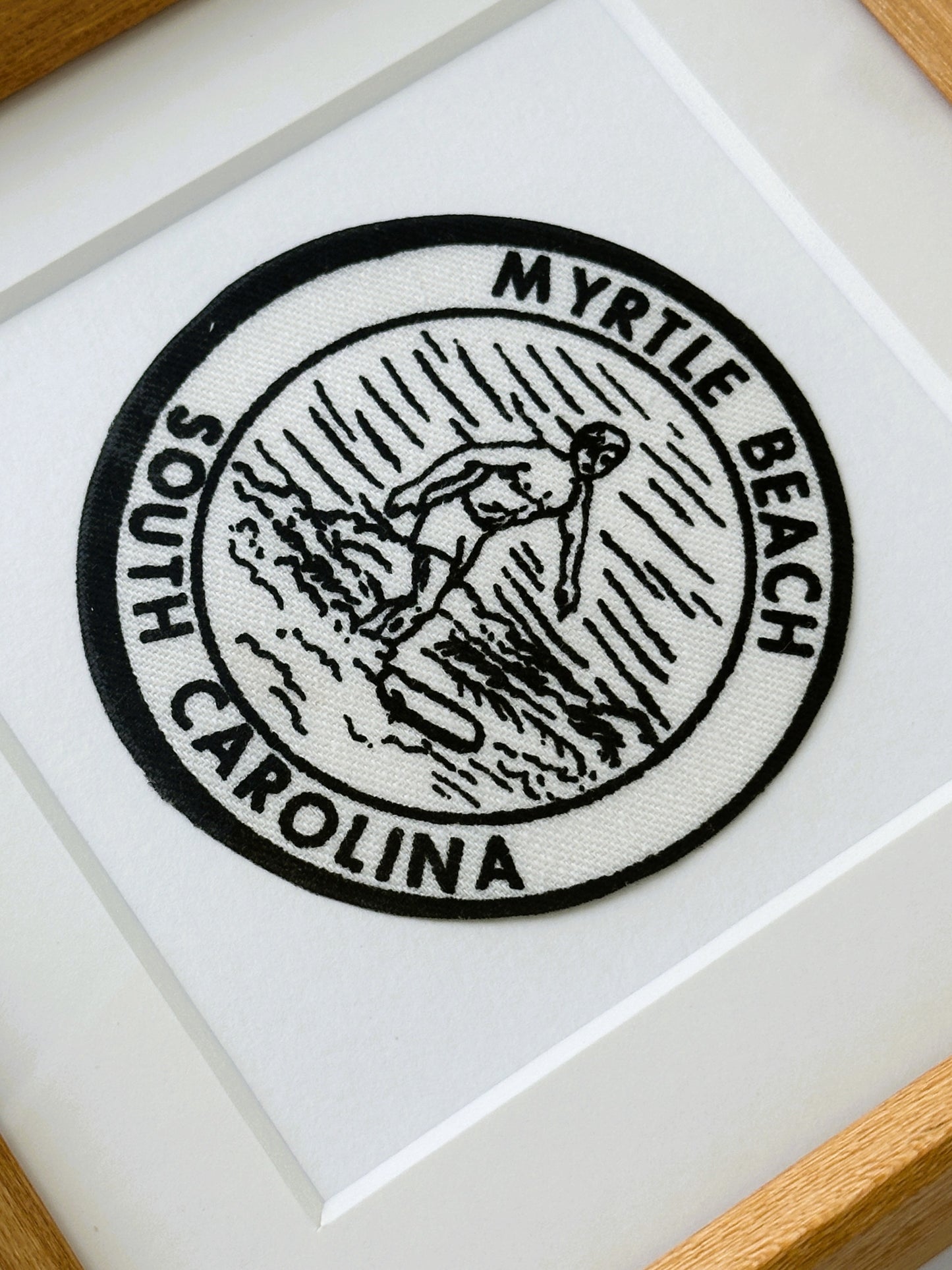 South Carolina Myrtle Beach Surfer Framed Vintage Travel Patch