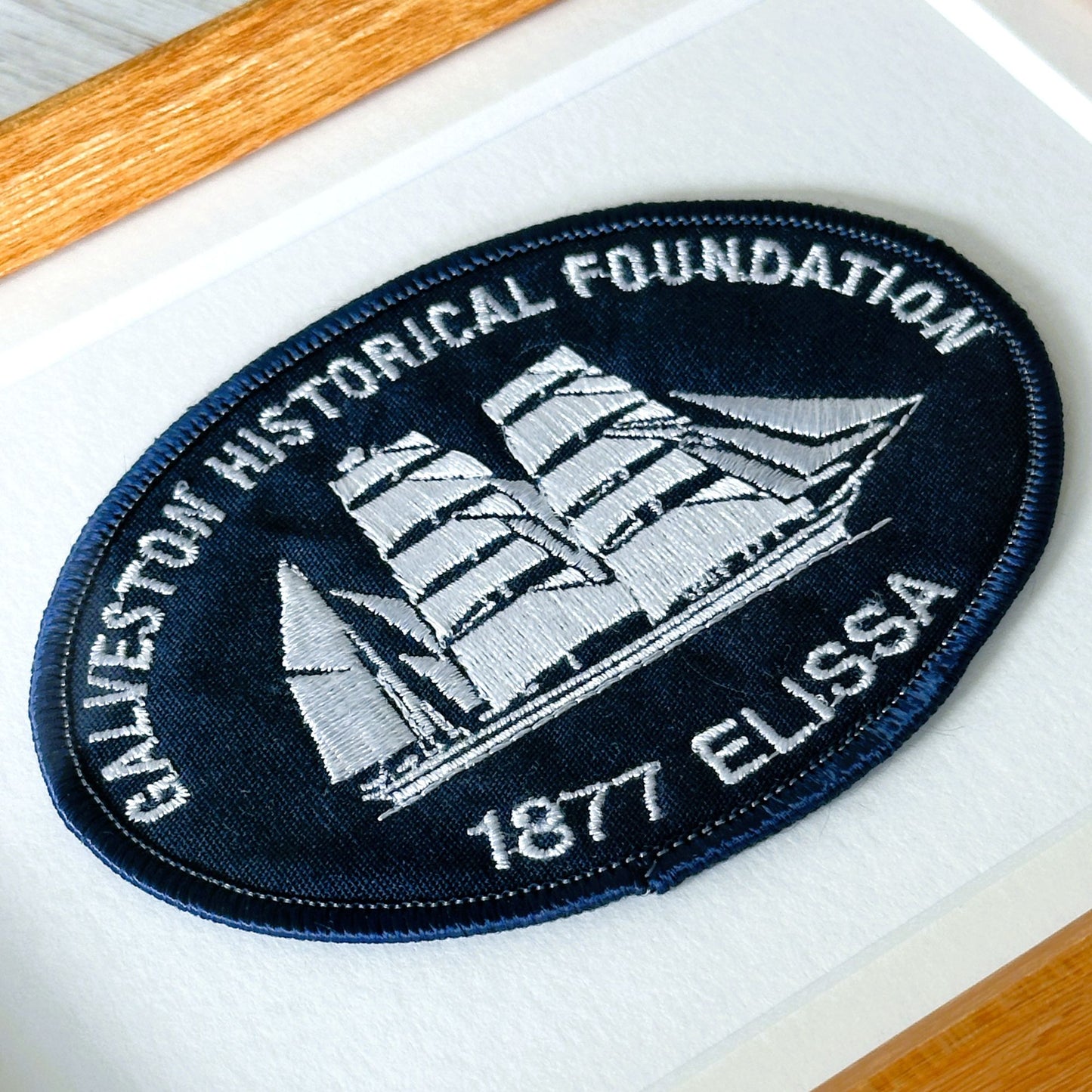 Texas Galveston Historical Foundation Ship Elissa Vintage Framed Travel Patch