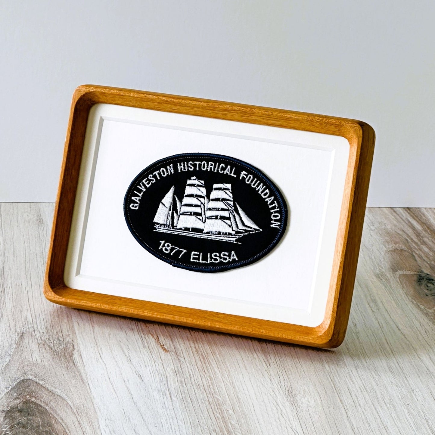 Texas Galveston Historical Foundation Ship Elissa Vintage Framed Travel Patch