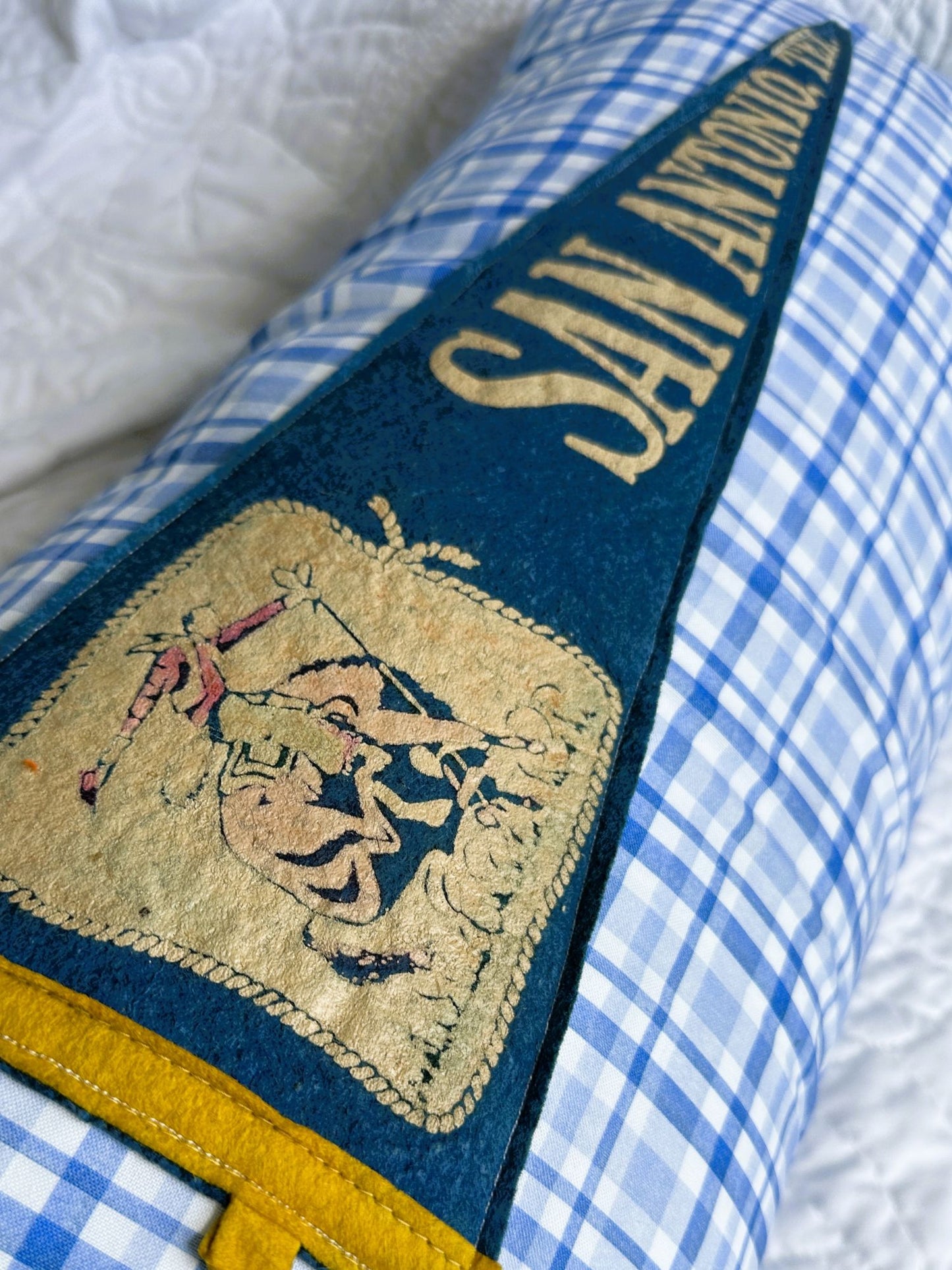 Texas San Antonio Large Vintage Pennant on New Woven Throw Pillow