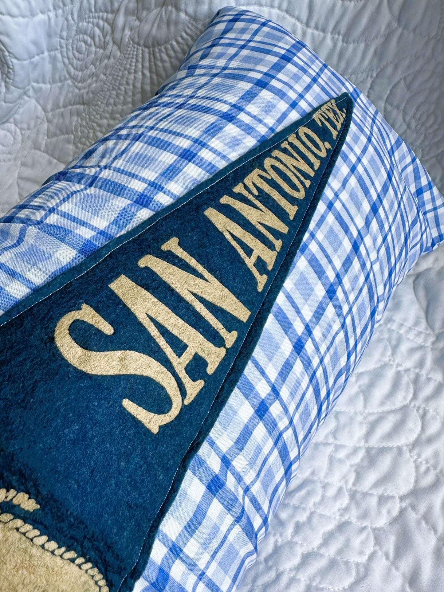 Texas San Antonio Large Vintage Pennant on New Woven Throw Pillow