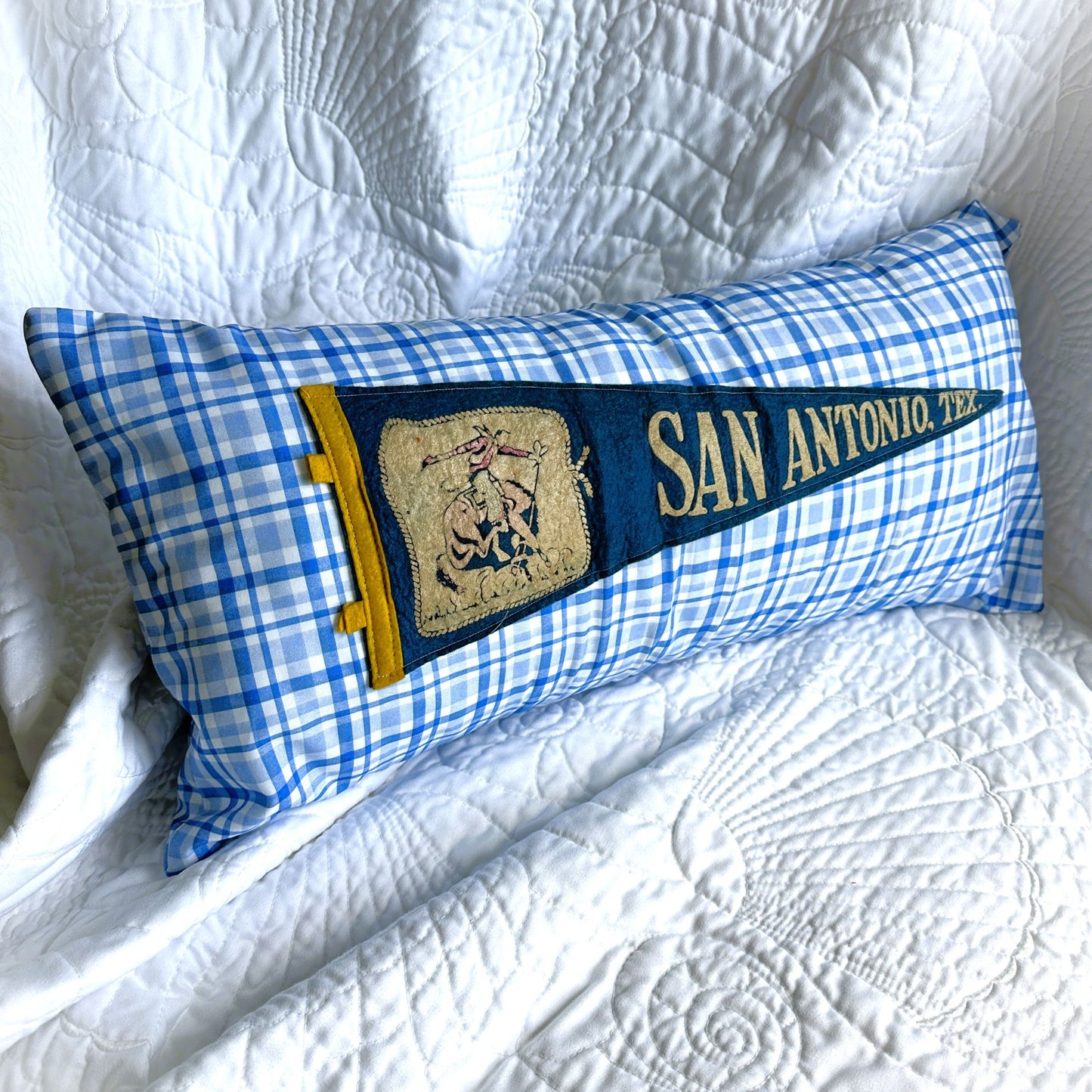 Texas San Antonio Large Vintage Pennant on New Woven Throw Pillow