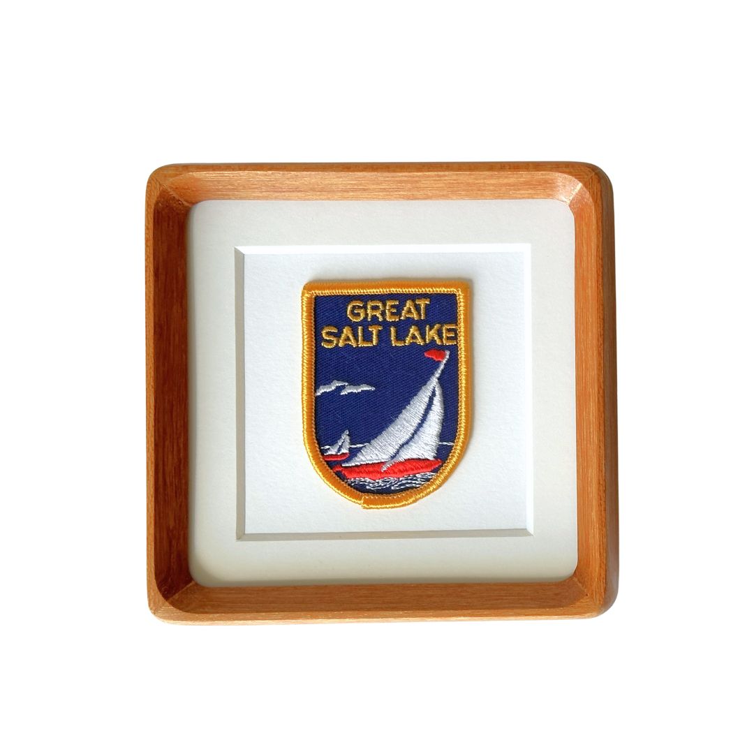 Utah Great Salt Lake Sailboat Vintage Patch Wood Framed