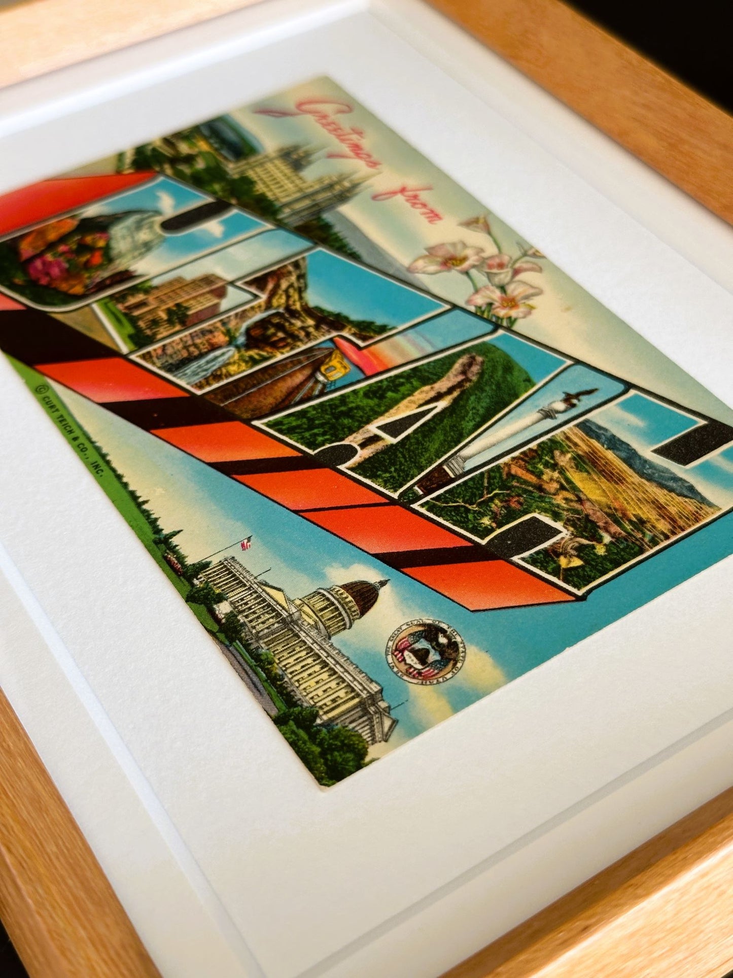 Utah Vintage Framed Postcard, Greetings from Utah