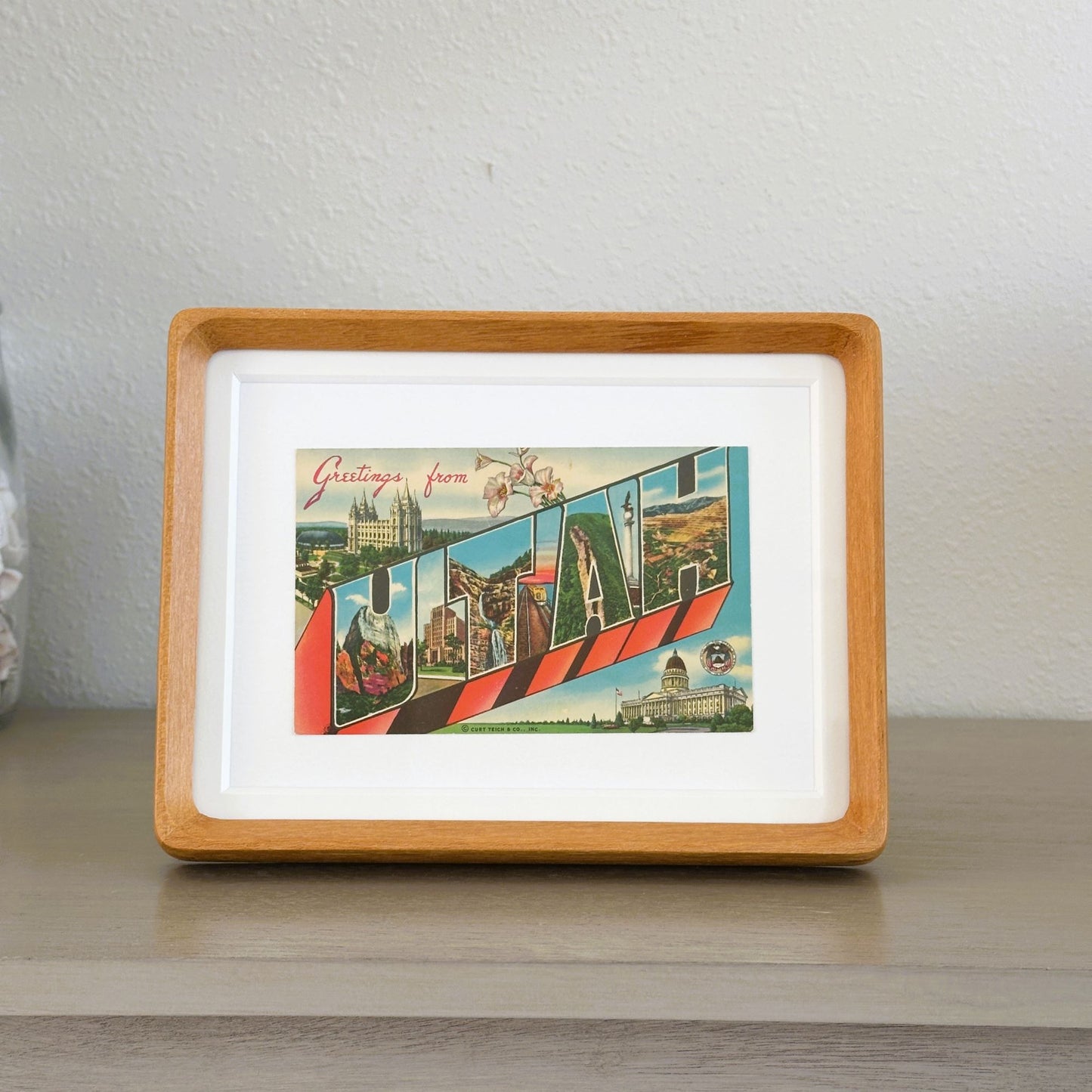 Utah Vintage Framed Postcard, Greetings from Utah