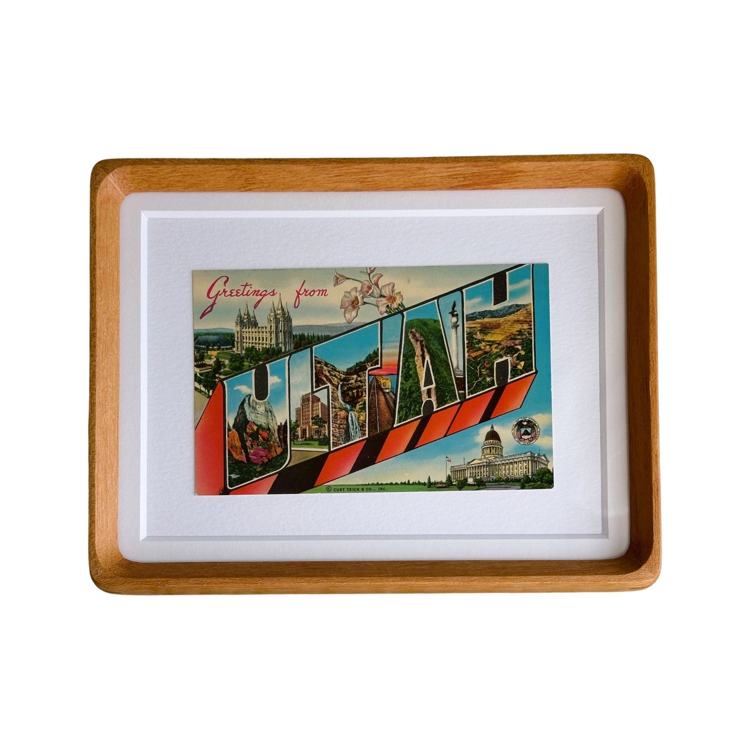 Utah Vintage Framed Postcard, Greetings from Utah