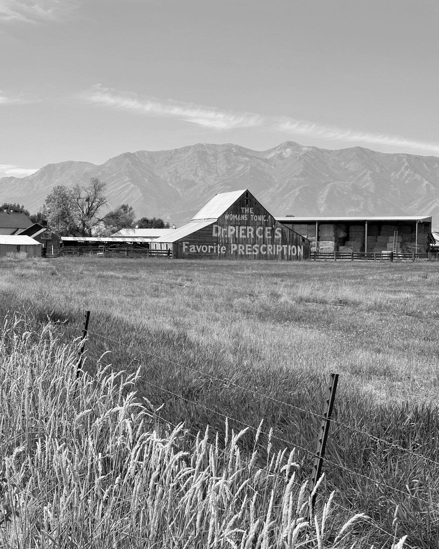 Utah Cache Valley Barn Black and White Giclee Print