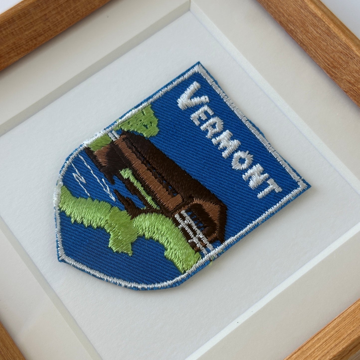 Vermont Covered Bridge Vintage Framed Travel Patch