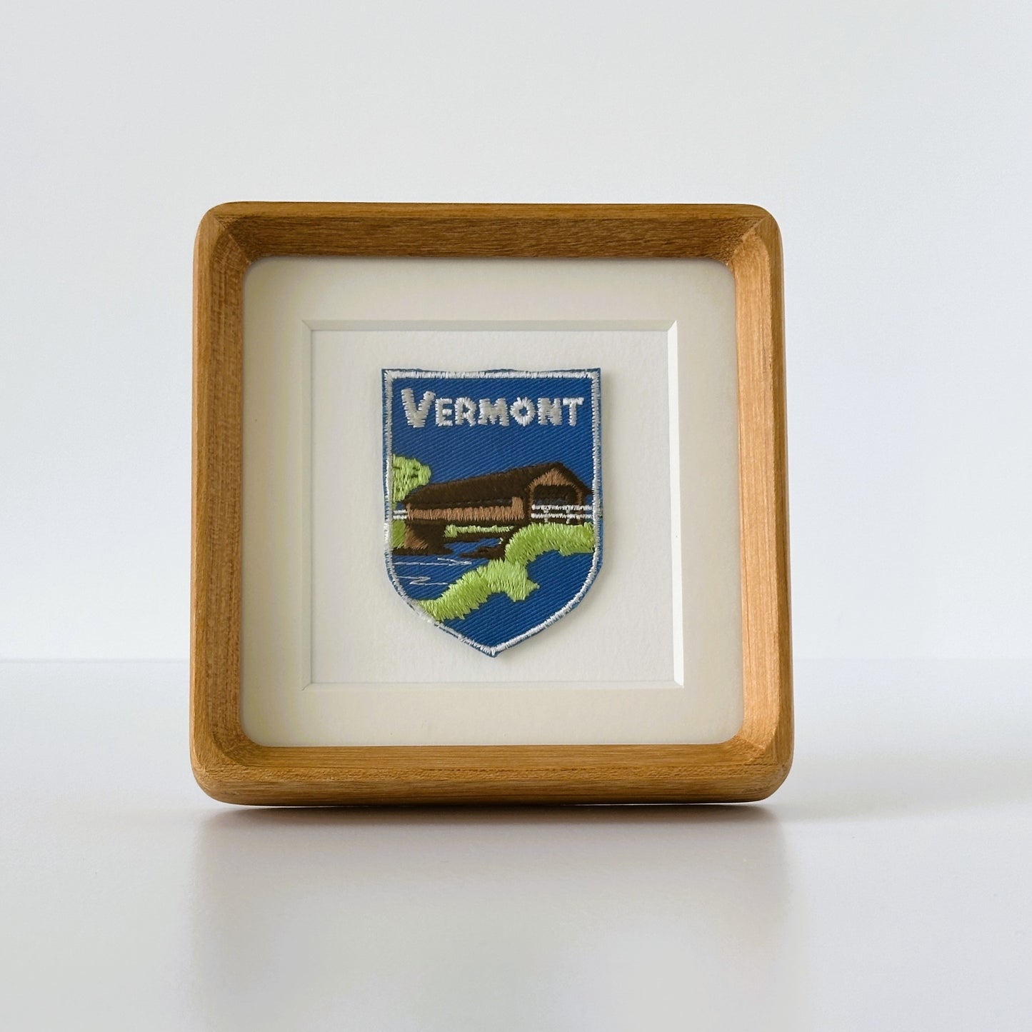 Vermont Covered Bridge Vintage Framed Travel Patch
