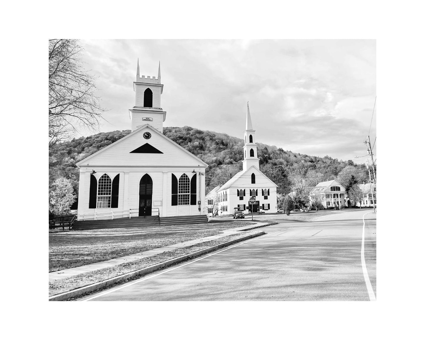 Vermont Newfane Churches New England Giclee Travel Print