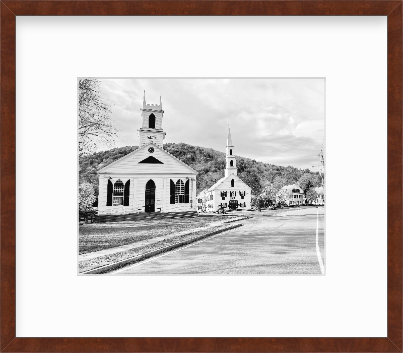Vermont Newfane Churches New England Giclee Travel Print