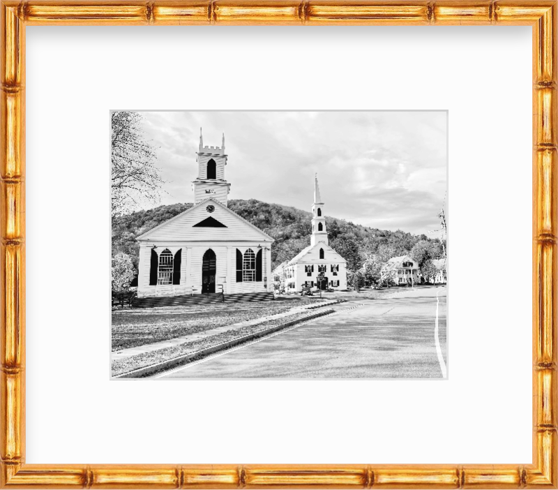 Vermont Newfane Churches New England Giclee Travel Print