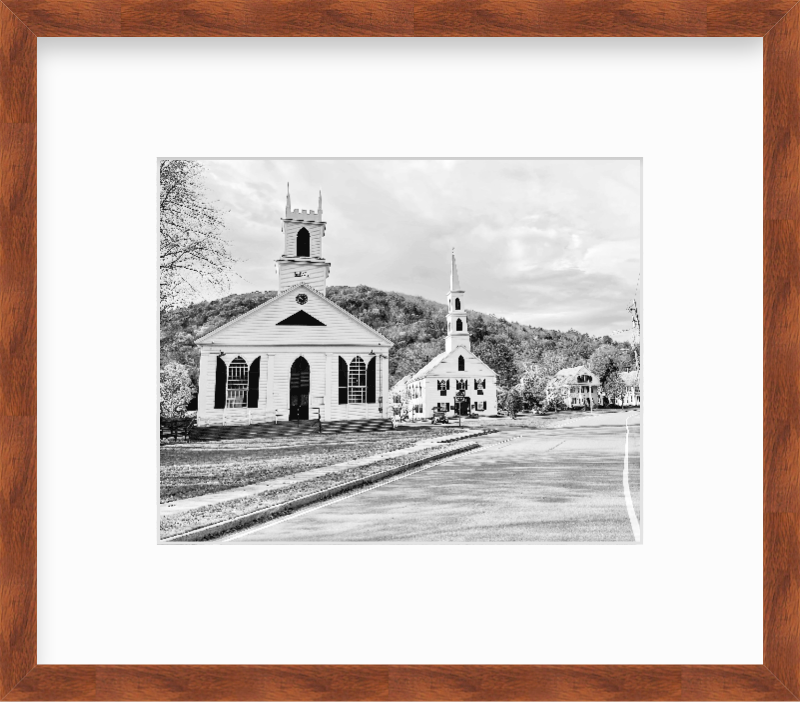 Vermont Newfane Churches New England Giclee Travel Print