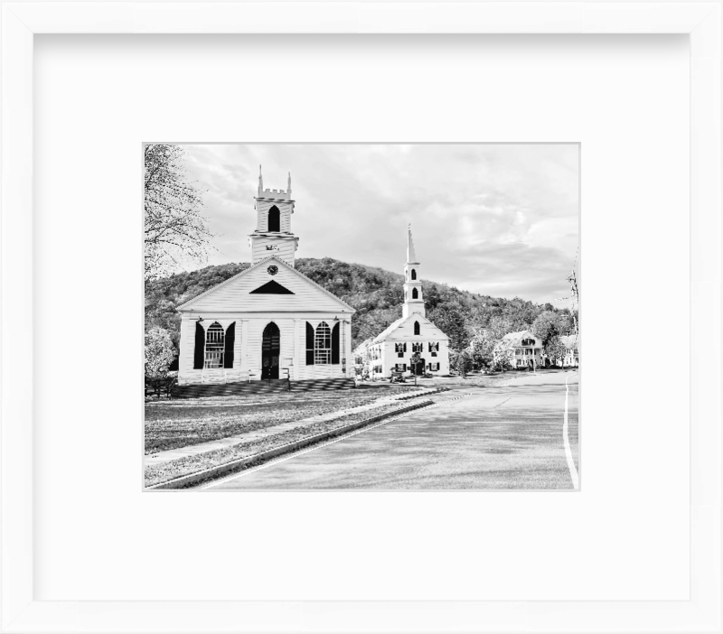 Vermont Newfane Churches New England Giclee Travel Print