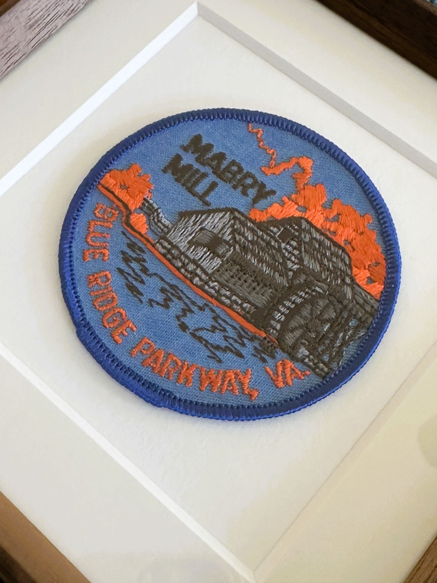 Virginia Blue Ridge Parkway Mabry Mill Framed Vintage Travel Patch