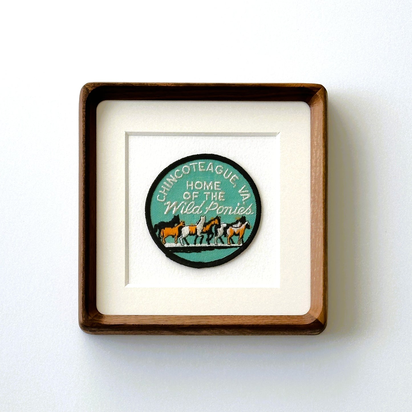 Virginia Chincoteague Island Home of the Wild Ponies Framed Vintage Patch