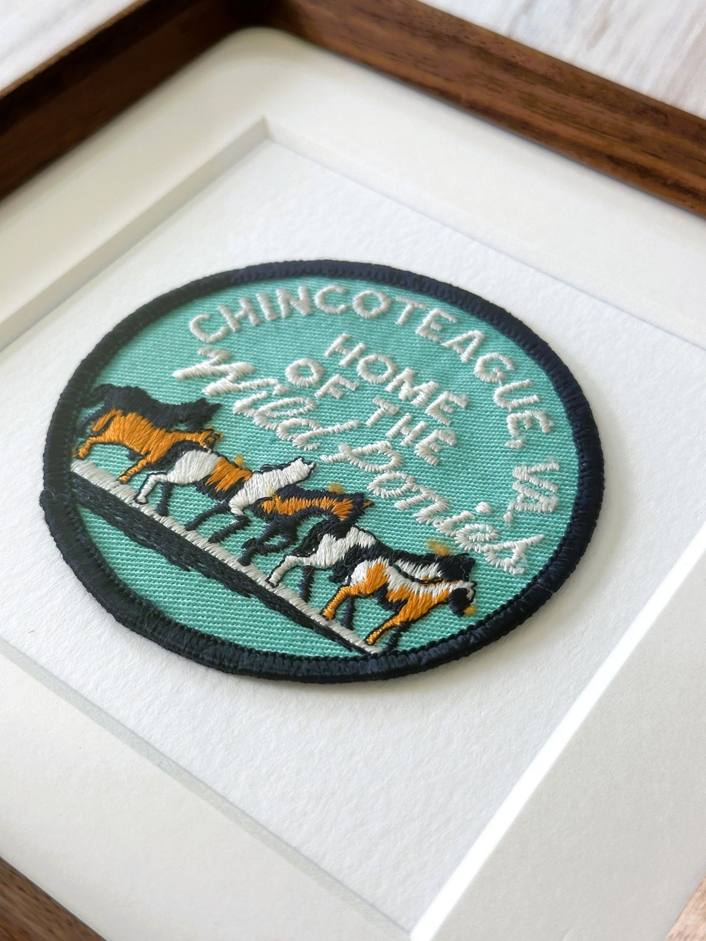 Virginia Chincoteague Island Home of the Wild Ponies Framed Vintage Patch