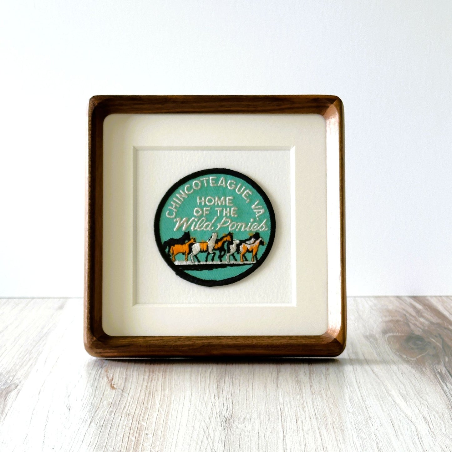 Virginia Chincoteague Island Home of the Wild Ponies Framed Vintage Patch