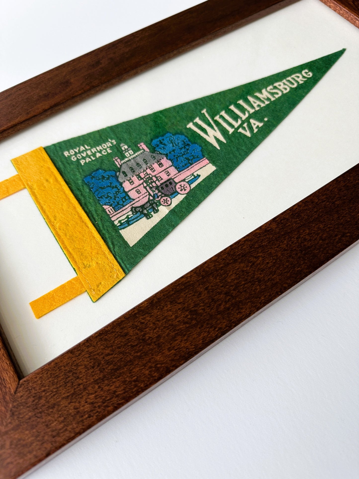 Virginia Colonial Williamsburg Small Framed Vintage Pennant
