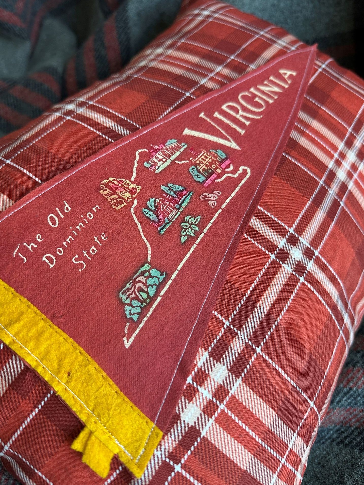 Virginia Vintage Pennant on New Woven Fabric Throw Pillow