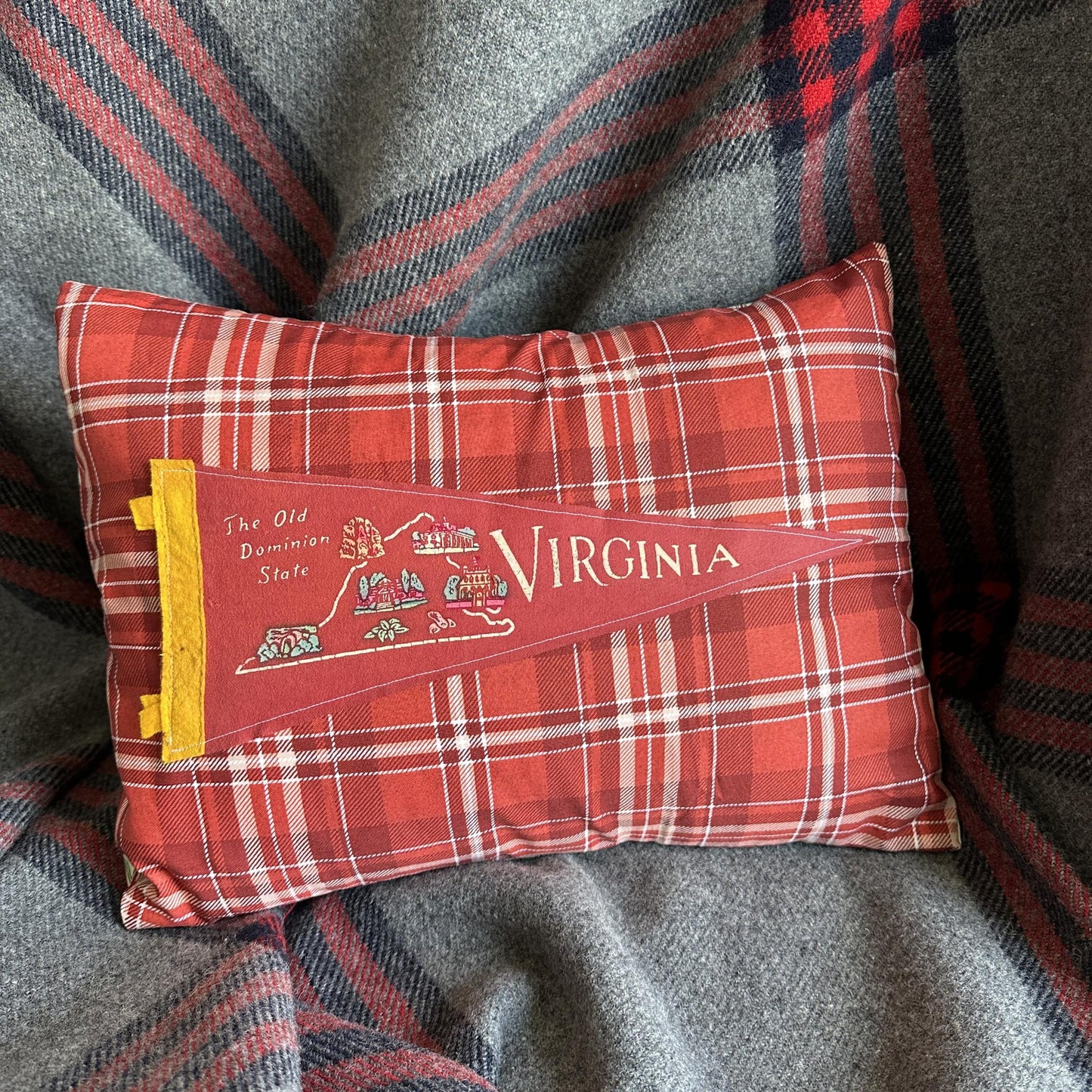 Virginia Vintage Pennant on New Woven Fabric Throw Pillow