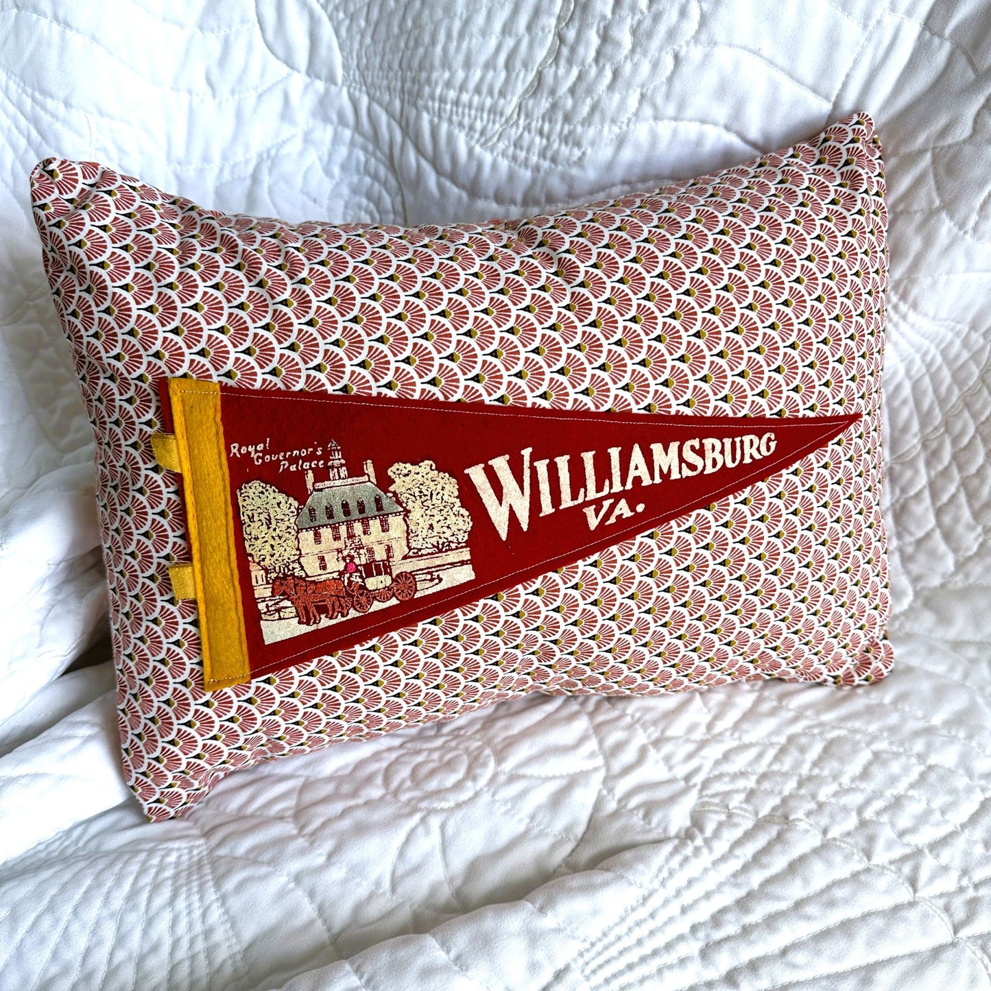 Virginia Williamsburg Vintage Pennant on New Woven Fabric Throw Pillow