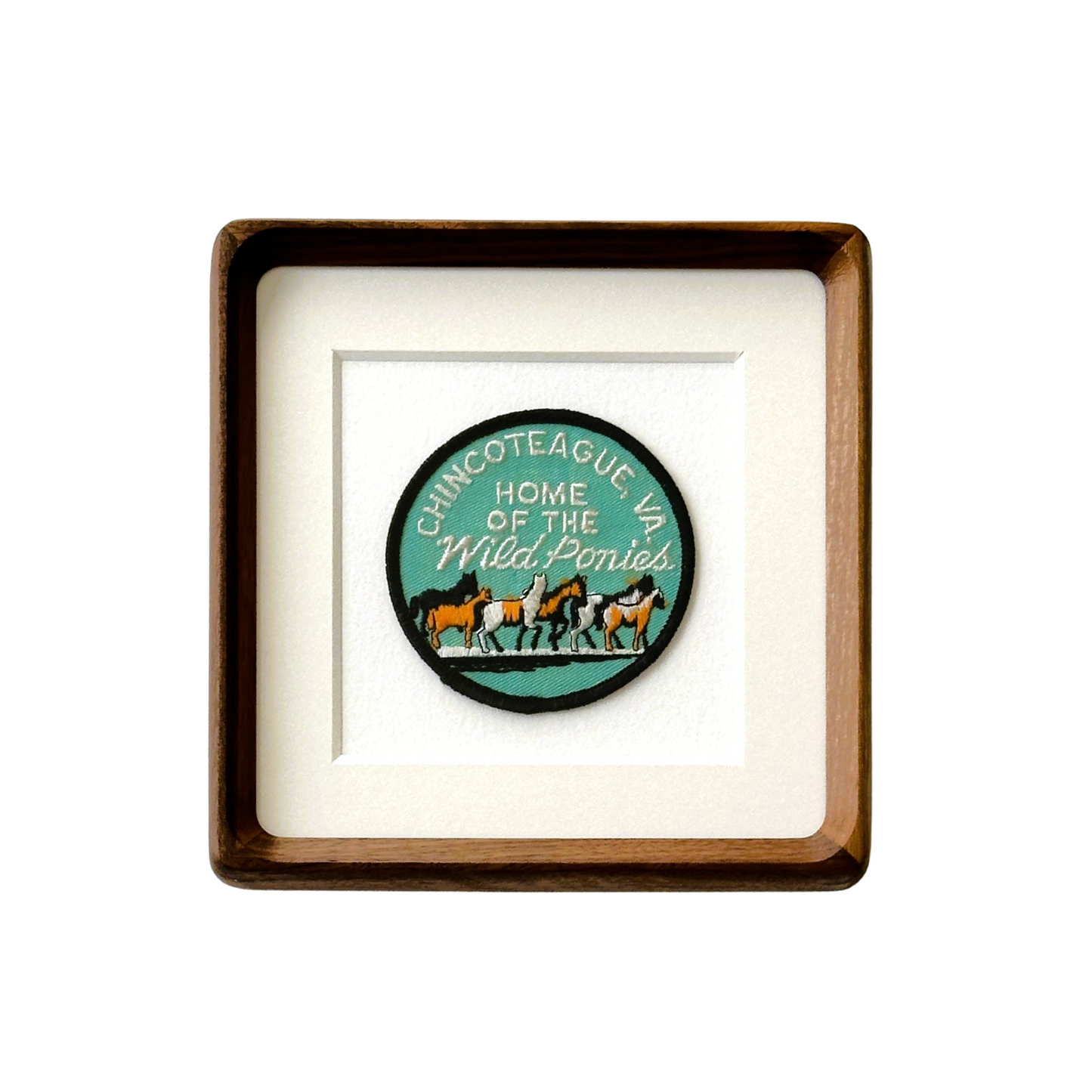 Virginia Chincoteague Island Home of the Wild Ponies Framed Vintage Patch